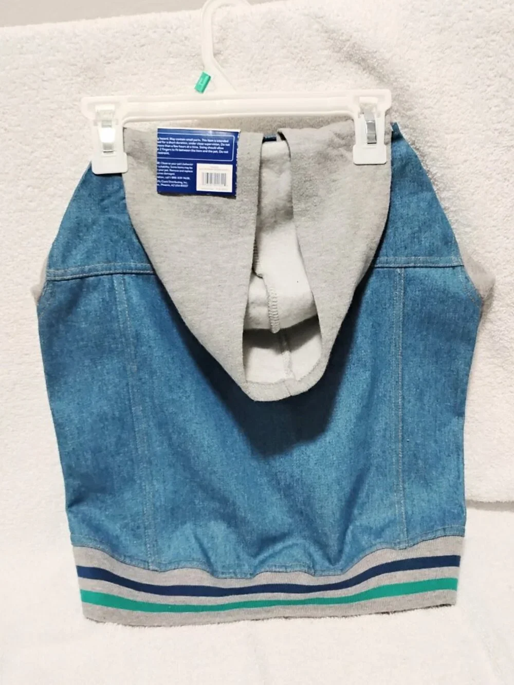 NEW!! Top Paw Dog Denim Jacket/Hoodie Jersey Hood Blue Coat Size Large